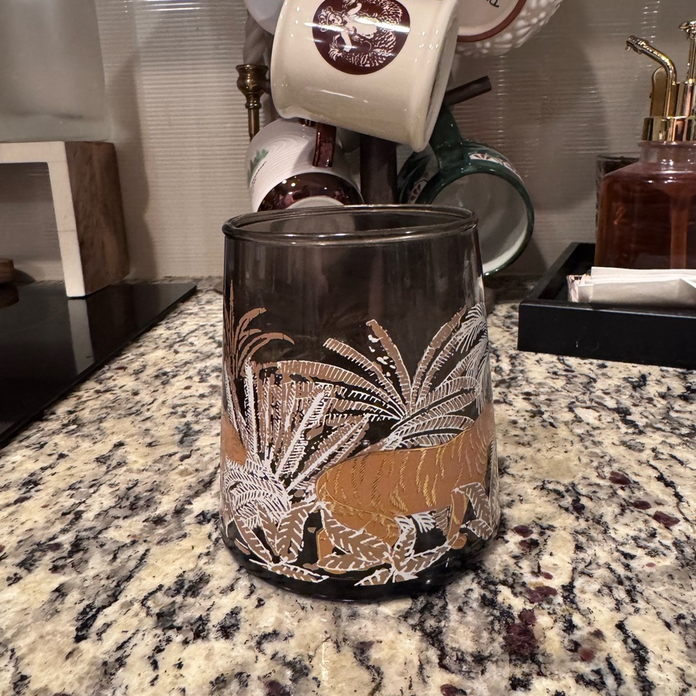 Tropical Glass Tumbler with Palm Design